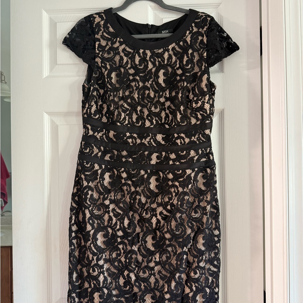MSK Black and Cream Lace Mini Dress